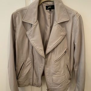 JUNE size small taupe leather moto jacket